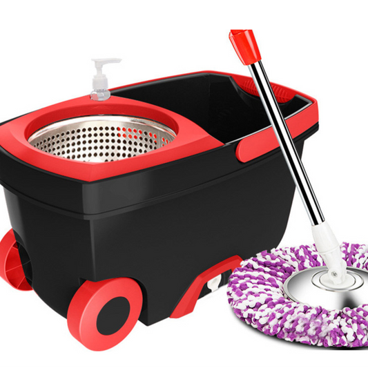 Seau de nettoyage avec balai rotatif et système d’essorage