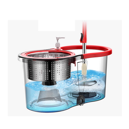 Seau de nettoyage avec balai rotatif et système d’essorage