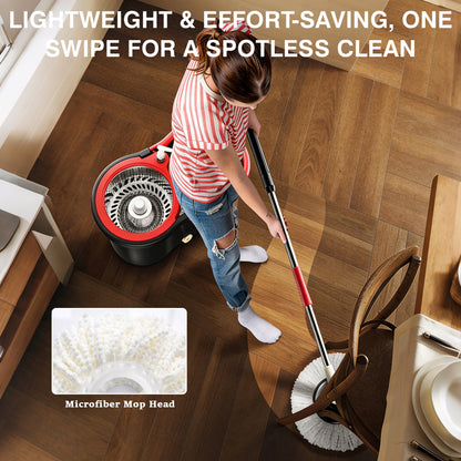 Seau de nettoyage avec balai rotatif et système d’essorage